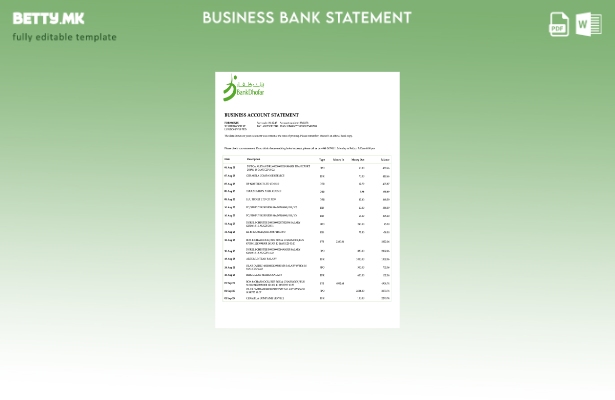 модерен стил Оманска банка Dhofar извод на фирмата сметка Word и PDF шаблон